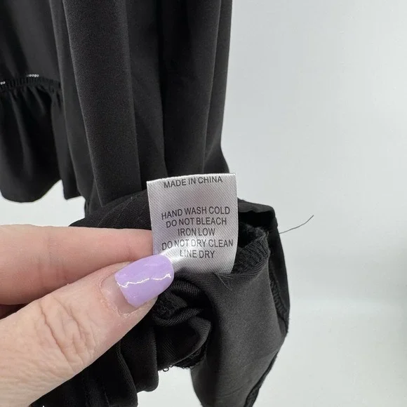 Sweet Rain Black Lace Yoke Blouse Womens Plus Size 2X Ruffle Hem Top - Picture 6 of 7